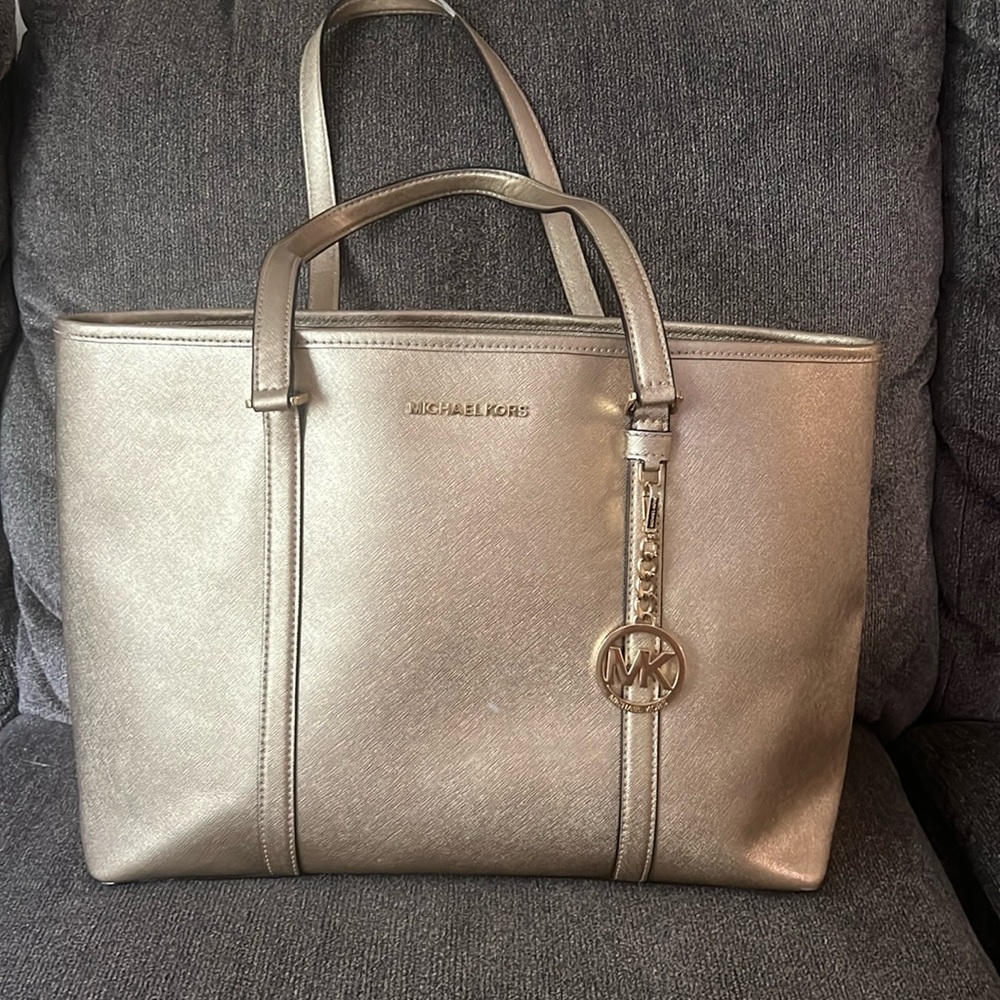 Michael Kors Champagne Gold Leather Tote - Large